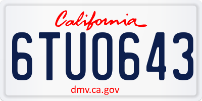 CA license plate 6TUO643