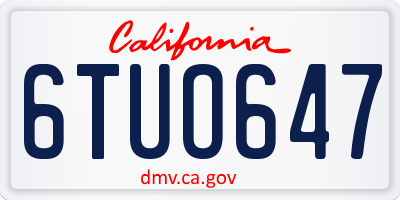 CA license plate 6TUO647