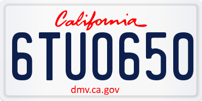 CA license plate 6TUO650