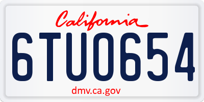 CA license plate 6TUO654