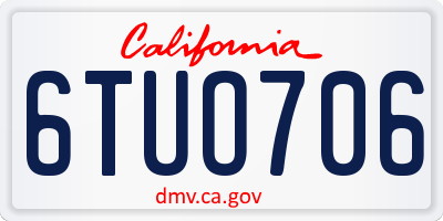 CA license plate 6TUO706