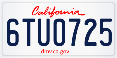 CA license plate 6TUO725