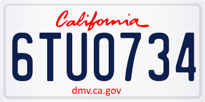 CA license plate 6TUO734