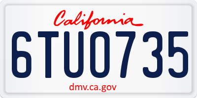 CA license plate 6TUO735