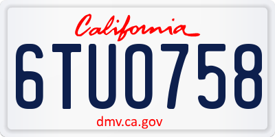 CA license plate 6TUO758