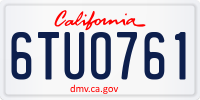 CA license plate 6TUO761