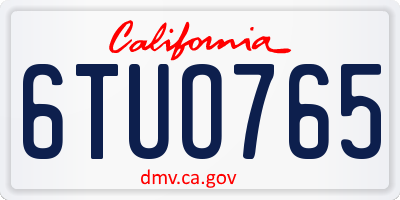 CA license plate 6TUO765