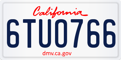 CA license plate 6TUO766