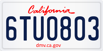 CA license plate 6TUO803