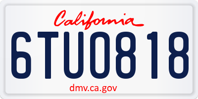 CA license plate 6TUO818