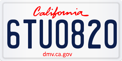 CA license plate 6TUO820