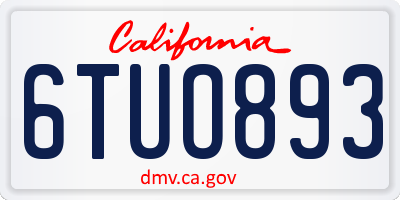 CA license plate 6TUO893