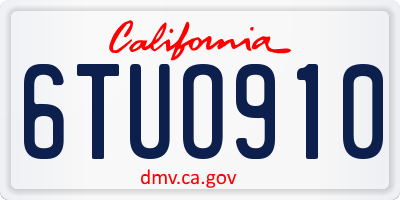 CA license plate 6TUO910