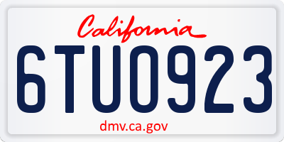 CA license plate 6TUO923