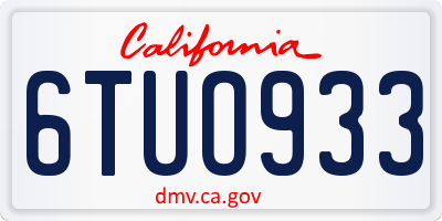 CA license plate 6TUO933