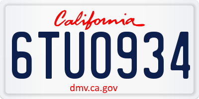 CA license plate 6TUO934