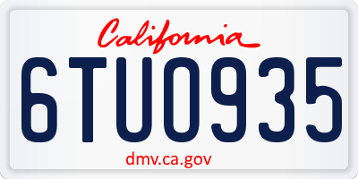 CA license plate 6TUO935