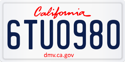 CA license plate 6TUO980