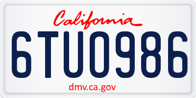 CA license plate 6TUO986