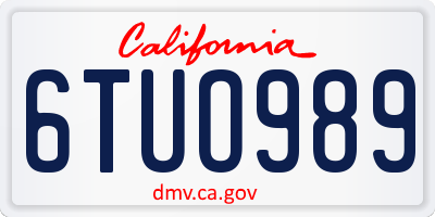 CA license plate 6TUO989