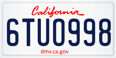 CA license plate 6TUO998