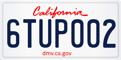 CA license plate 6TUP002