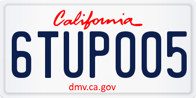 CA license plate 6TUP005