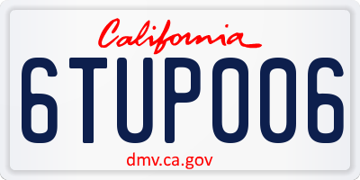 CA license plate 6TUP006
