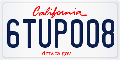 CA license plate 6TUP008