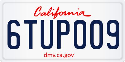 CA license plate 6TUP009