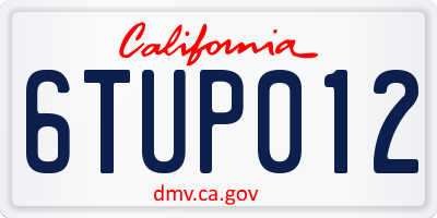 CA license plate 6TUP012