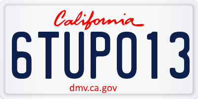CA license plate 6TUP013