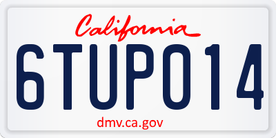 CA license plate 6TUP014