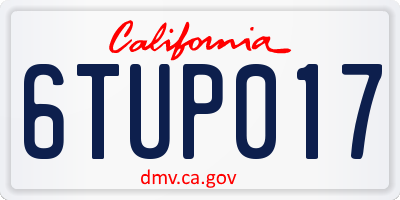 CA license plate 6TUP017