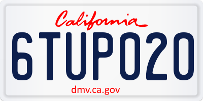 CA license plate 6TUP020