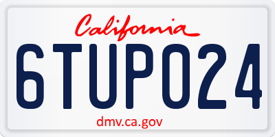 CA license plate 6TUP024