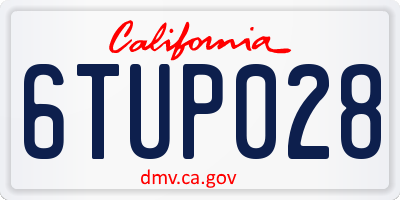 CA license plate 6TUP028