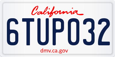 CA license plate 6TUP032