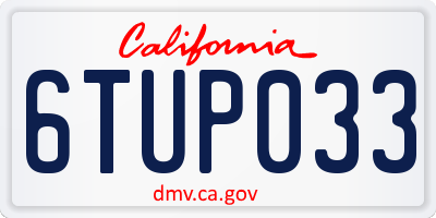 CA license plate 6TUP033