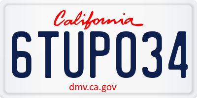 CA license plate 6TUP034