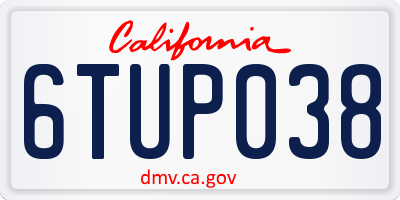 CA license plate 6TUP038