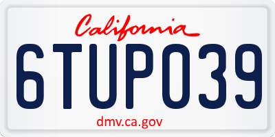 CA license plate 6TUP039