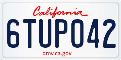 CA license plate 6TUP042