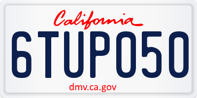 CA license plate 6TUP050