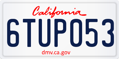 CA license plate 6TUP053