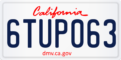 CA license plate 6TUP063