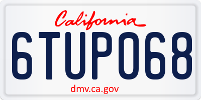 CA license plate 6TUP068