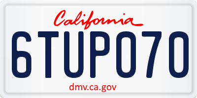 CA license plate 6TUP070