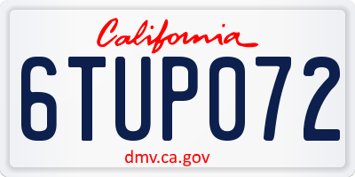 CA license plate 6TUP072