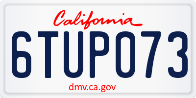 CA license plate 6TUP073